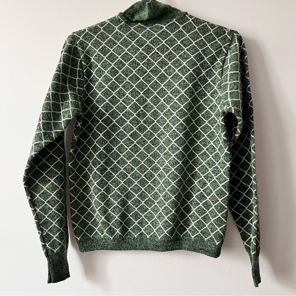 Avon knit 1970's Vintage Roll Neck, Geometric Print High Neck Pullover sz Sm